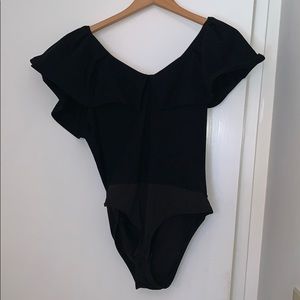 Black Ruffle Top Body Suit